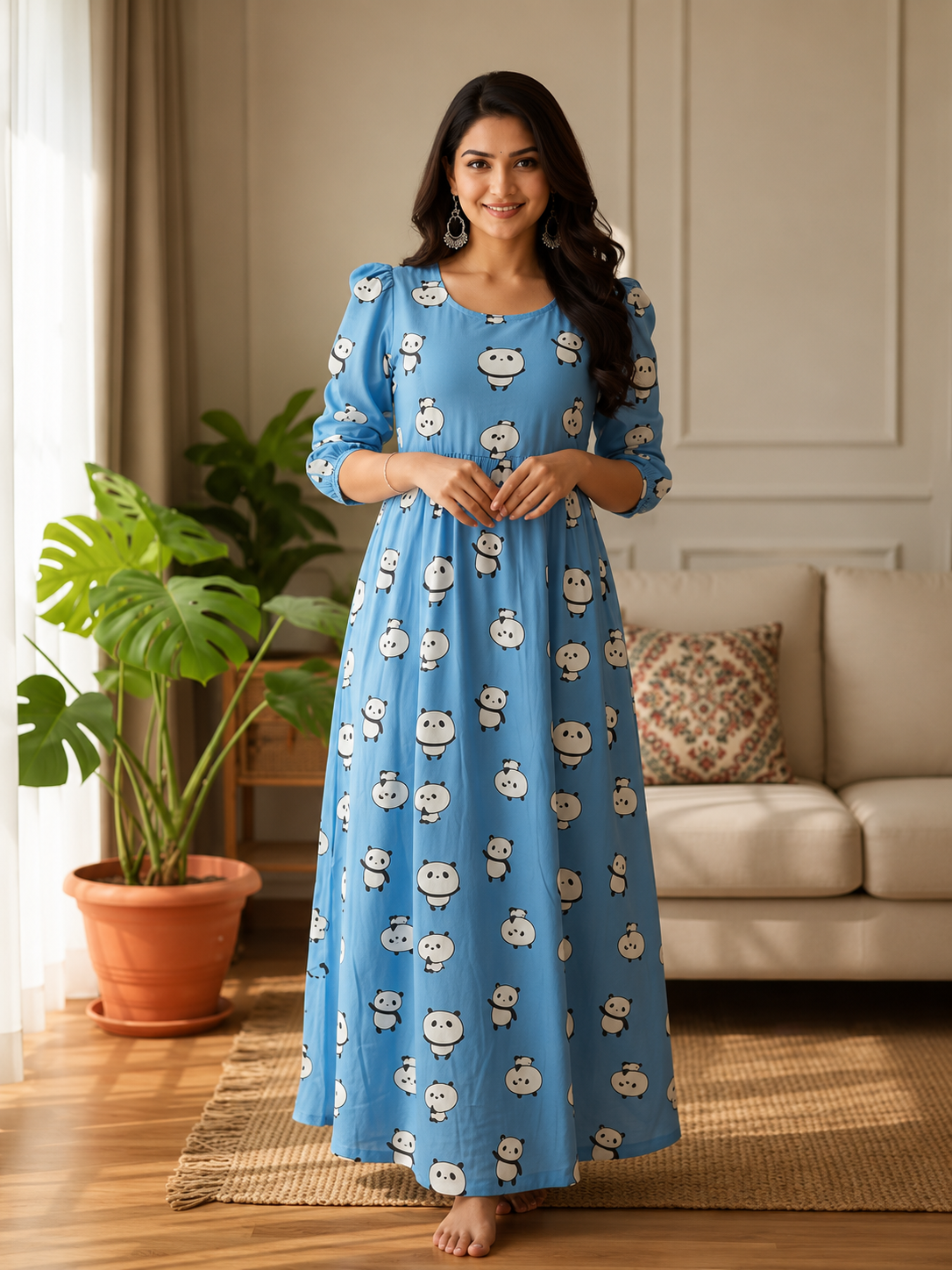 Premium Zipless Maternity & Feeding Maxi Dress