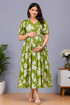 Elegant Maternity & Feeding Anarkali Kurti with Dual Side Zippers